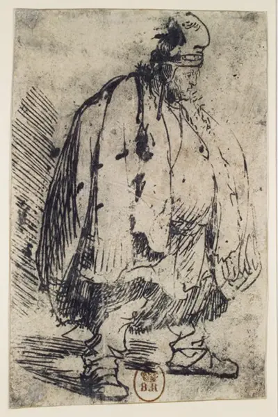 Ein kräftiger Mann in einem großen Umhang Rembrandt